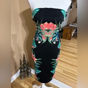 Express Tropical Strapless Dress